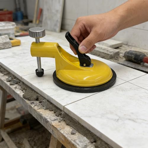 Adjustable Height Setter - 2026 Upgraded Pro Countertop Alignment Clamps, Suction Cup Level Adjustable Screw Scale Knob Tile Leveling Tool, Floor Gap Fixer Tool - Pack of 2 Red Yellow - color: Red Yellow