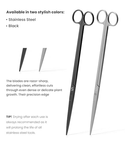 UNS Aquascaping Tools - Stainless Steel, Rust Resistant, Freshwater Planted Tank, Saltwater Reef Aquarium Maintenance Accessory - Trimming Stems & Carpets, Coral Cutting - Straight Scissors, Black - color: Black