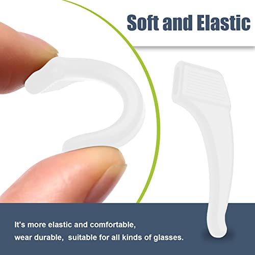SMARTTOP 20 Pairs Anti-Slip Eyeglass Ear Grips Hook, Comfortable Silicone Elastic Eyeglasses Temple Tips Sleeve Retainer, Prevent Eyewear Sunglasses Spectacles Glasses Slipping (Clear) - color: Clear
