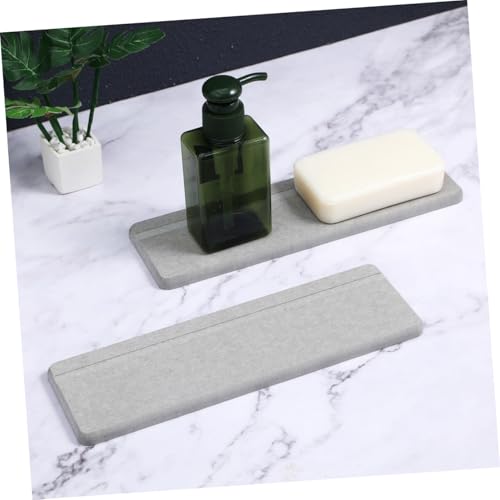 Cabilock 2pcs Quick-Drying Wash Mats for Bathroom Diatomite Mat Non-Slip Soap Holder - color: Grey