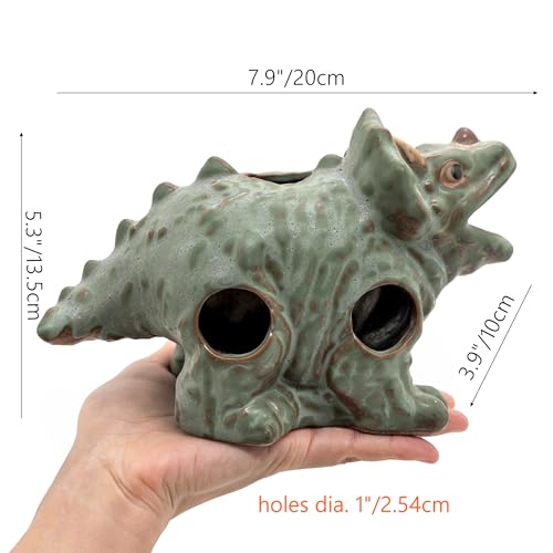 M2cbridge Aquarium Ceramic Cave Rock for Betta Shrimp Cichlid Fish Hideout Decor (Big Dinosaur) - color: Big Dinosaur