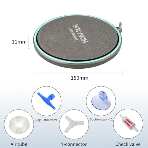 UPETTOOLS 6 Inch Air Stone for Aquarium – Extra Large Quiet Air Diffuser with Valve, Maximum Oxygenation & Super Tiny Bubbles, Professional-Grade Airstone for Big Saltwater,Freshwater Aquarium - size: 6 inch