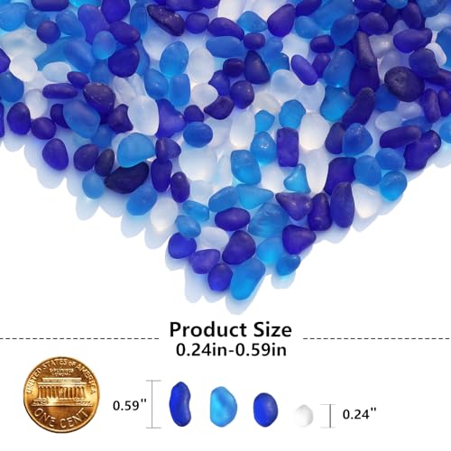Sea Glass Stones - 2.9LB/46.4oz Blue Mixed Frosted Glass Pebbles Gemstones - Perfect for Aquarium Rocks, Fish Tank Gravel, Vase Fillers, Seaglass DIY Crafts, and Home Decor - color: Blue Mixed