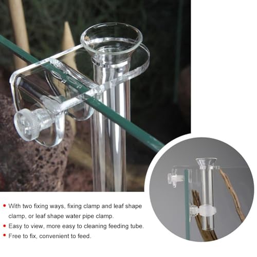 Aquarium Feeding Tube 88mm with Fixing Bracket Leak-Proof Design with Suction Cup Clamps Glass Fish Feeder for Aquariums