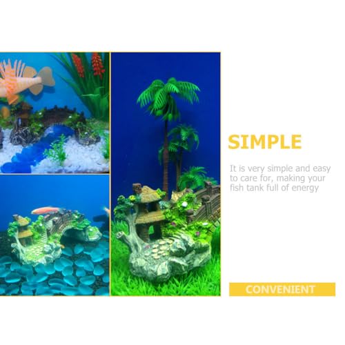 Totority Fish Tank Decor Arch-Bridge with Grass for Aquarium Landscaping Decoration
