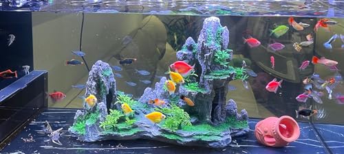 COYOUCO Fish Tank Decorations, Classical Chinese Bridge Building Resin Aquarium Cave Decorations, Fish Tank Accessories,C - color: C