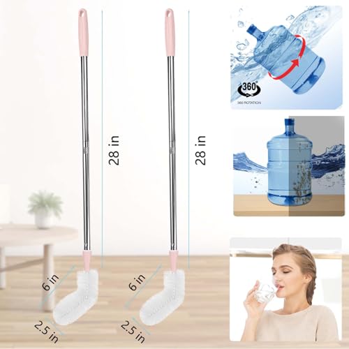 Stainless Steel Bucket Brush, 28 inch, 2 Pack, Nylon Bristles, Plastic Handle, Bendable Head, Suitable for 1 to 5 Gallon Buckets