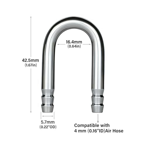 LINLAN 4-Piece Aquarium 304 Stainless Steel U-Tube Connector，Anti-Kink Design, Compatible with 4mm (0.16") ID Air Hose, Air Pump and CO2 Diffuser Accessory for Rimless Aquariums - size: 4 PCS 304 Stainless Steel
