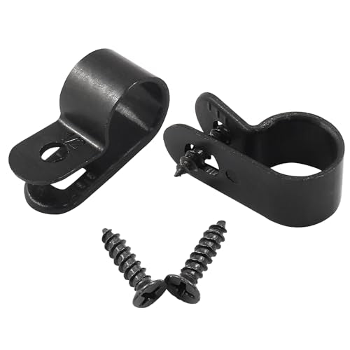 Hordion 50 Pack 1/2 Inch R-Type Cable Clips Cable Clamp, Nylon Mounting Clips Wire Fasteners for Electrical Wire Cord Management, Black