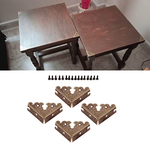 dophee 4Pcs Decorative Corner Protectors, Retro Style Edge Safety Guards Covers for Picture Frame Album Jewelry Box Gift Box Wooden Case Chest Tables Cabinet Furniture, 1.34"x1.34"-Antique Bronze - color: Antique Bronze