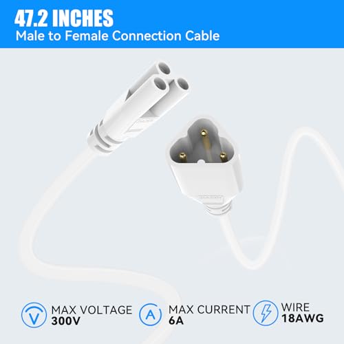 SHOPLED 4FT Extension Cords for T5 T8 LED Shop Lights, 1.2 Meter Male to Female Connection Cable for Linkable Integrated Tube LED Lights (4-Packs) - style: 4FT M/F Connection Wire