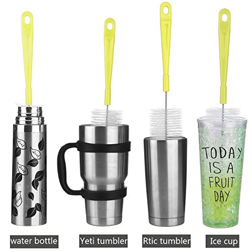 ALINK 3-Pack Long Narrow Neck Bottle Cleaning Brush for Beer, Wine, Flask, Thermos, Sport Well, Brewing Bottle and Hummingbird Feeder and Long Narrow Neck Sport Bottles - color: Ligth Green