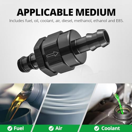EVIL ENERGY 1/2" Check Valve, One Way Non-Return Valve Fitting Aluminum Black - size: 1/2