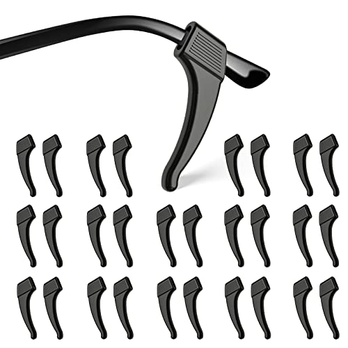 SMARTTOP 20 Pairs Anti-Slip Eyeglass Ear Grips Hook Comfortable Silicone Elastic Eyeglasses Temple Tips Sleeve Retainer-For Eyewear Sunglasses Spectacles Glasses,Sports Eyeglasses - color: Black