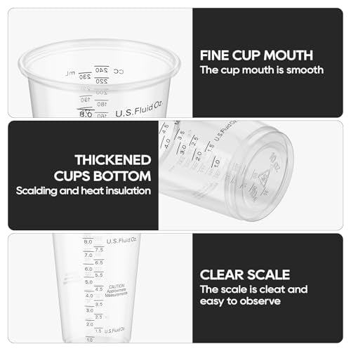 Turbo Bee Plastic Measuring Cups 8OZ,200 PACK Disposable Mixing Cups with 200 Mixing Sticks,Paint Graduated Measuring Tumblers for Epoxy Resin, Paint Mixing, Art DIY - size: 8oz-200pack