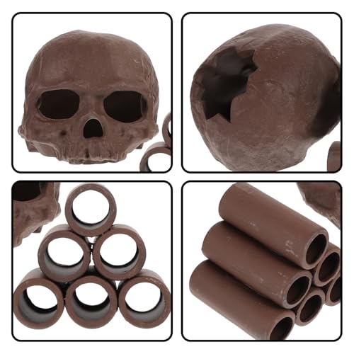 TOYANDONA 2pcs Wear-Resistant Fish Tank Decoration Shrimp Hideout Compact Ceramic Cave with Six-Hole Tube Vivid Aquarium Ornament for Fish and Shrimp Spawning
