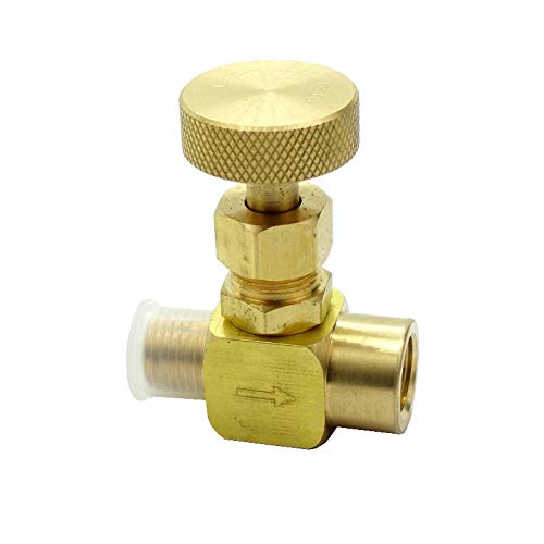 HongBoW Brass Instrument Needle Valve Wheel handle 600 Psi(WOG) (1/4 NPT Male x 1/4" NPT Female)