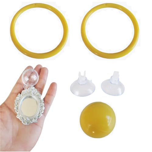Betta Fish Enrichment Toys Ring and Mirror Floating Exercise Mirrors and Training Ring Floating Mirrors Aquarium with Feeding Rings Aquarium Accessories with Suction-Cup (Yellow) - color: Blue