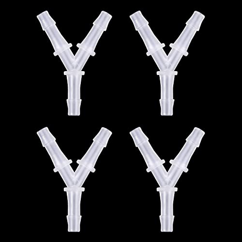 cobee Aquarium Air Pump Connectors, 4 Pieces Y Shape Airline Tubing Connector Anti-Shedding Fish Tank Air Pump Connector Plastic Air Tube Adapters for 3/16 in Air Line
