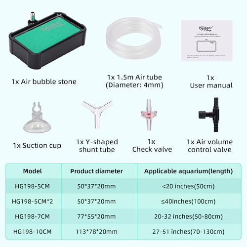 hygger Air Stone for Aquarium: High Dissolved Oxygen Diffuser Kit for Freshwater or Saltwater Fish Tank and Hydroponic Hydroponics Air Pump- 2.2W x 3L Inch Air Bubble Stone - size: 2.8INCH