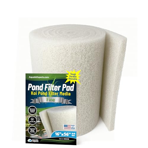 Classic Koi Pond Filter Pad FINE - White Bulk Roll Pond Filter Media, Ultra-Durable Pond Filters for Outdoor Ponds, Reusable Fish Pond Filter Material, USA, Aquatic Experts (3/4" - 1" x 16" x 56") - size: 16" x 56"