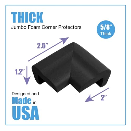 Kidkusion Jumbo Corner Guards 4 Pack | Black | Made in USA | Corner and Edge Protector | Child Safety - color: Black, size: 4 Pack
