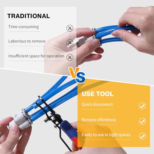 Air Line Removal Tool for 1/4”, 5/16” Push to Connect Fittings, Push-Fit Air Hose Fittings Disconnect Pliers, Quick Connect Release Pliers for 6mm, 8mm Pneumatic Connectors - size: 1/4", 5/16"