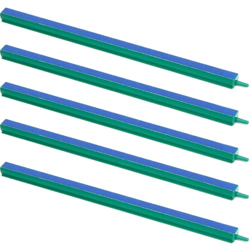 16 Inch Aquarium Air Stones Bar - Air Stone Kit with 5 Pcs Square Oxygen Diffuser Long Bubble Release Mineral Airstones for Fish Tank Pumps DWC Bucket Reservoir Pond - size: 16 inch