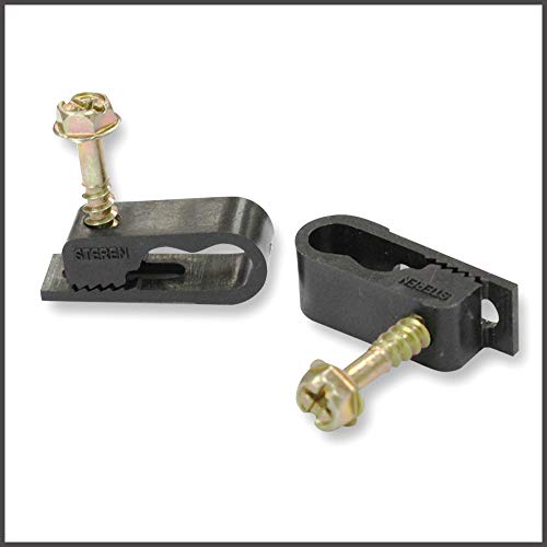 STEREN Coaxial Cable Clips - Cable Holder - Siding Clips for Hanging - Cord Holder for Desk - Cable Clamps - Cord Clip - Wire Organizer Clips - Tv Mount Screws (Black, 100 Count - Dual Screw) - color: Black, size: 100 Count - Dual Cable
