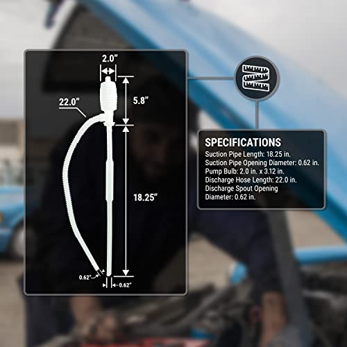 TERA PUMP Versatile Flexible Siphon Pump | Manual BPA-Free Water, Beer, Wine, Gas Hand Fuel Pump for Kerosene, Oil and more - style: 1.8 GPM