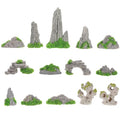 Veemoon 14 Pcs Miniature Rockery Ornaments, 1.69 Inch Grey Resin Stone, Fish Tank Aquarium Fairy Garden Bonsai Terrarium Landscape Decor