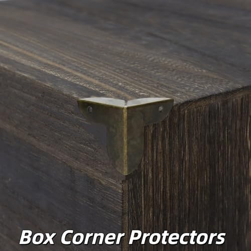 Mcredy 20 Pcs Box Corner Protectors Metal Decor Edge Guard for Box Table Cabinet with Screws 0.87" Length, Bronze - size: 20 Count (Pack of 1)