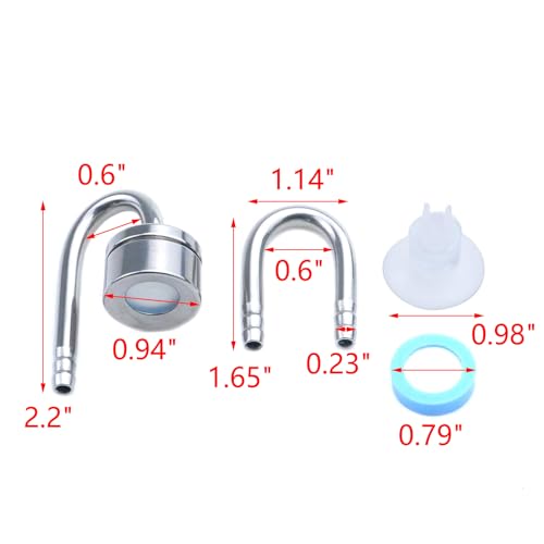 CO2 Atomizer Stainless Steel Bubble Diffuser with Suction Cup and Replacement Ceramic Disc with Suction Cup and Replacement Ceramic Disc