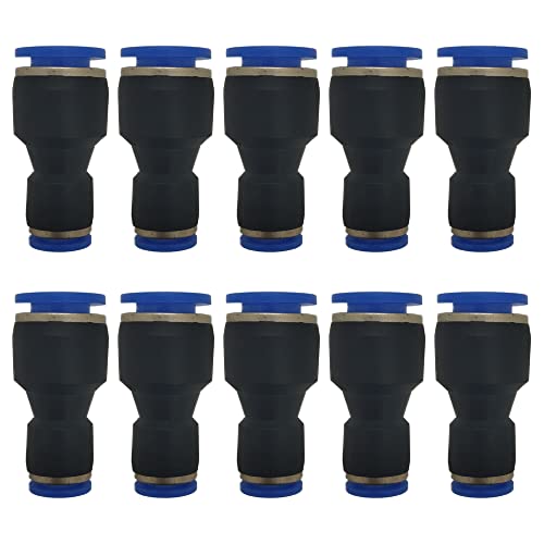zjxed 1/4" OD x 3/8" OD Pneumatic quick Connector Push to Connect fittings Straight reducer Union/Coupler (Pack of 10) - size: 1/4 inch-3/8 inch