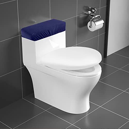 Toilet Tank Lid Cover, Bathroom Stretch Washable Spandex Toilet Tank Protector Cover with Elastic Bottom, Navy - color: Navy