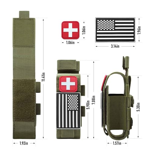 Upgrade 1000D Laser Cut Molle Tourniquet Holder, Heavy Duty Tactical Molle Tourniquet Pouch Holder - color: Pouch-Army Green