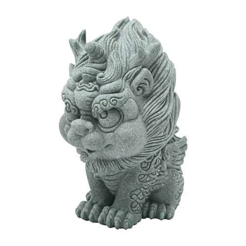 Feng Shui Ornaments Fish Tank Foo Dogs Bonsai Aquarium Fish Tank Statue Asian Oriental Aquarium Statues Qi Lin Figurines for Garden Fish Tank Bonsai Decoration Desktop Attract Wealth and Luck (S)