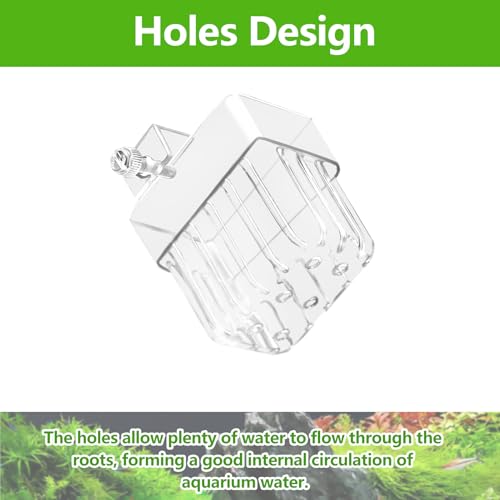 2PCS Aquarium Plant Holder with Hooks Top Clear Acrylic Fish Tank Plant Holder Cup Pots for Fish Tank Aquaponic Plant and Aquascape Decorations - color: White