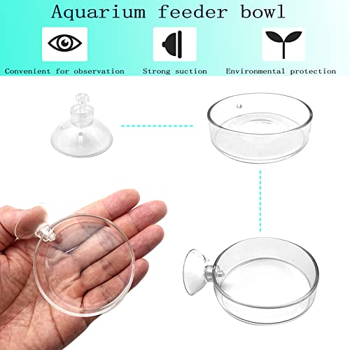 Aquarium Shrimp Feeder Dish Glass Fish Tank Feeding Bowls, 1pcs Round Glass Food Bowl (60mm), 2pcs Square Fish Feeding Bowls with Suction Cups (60mm) - size: 3x Bowl Combine 3