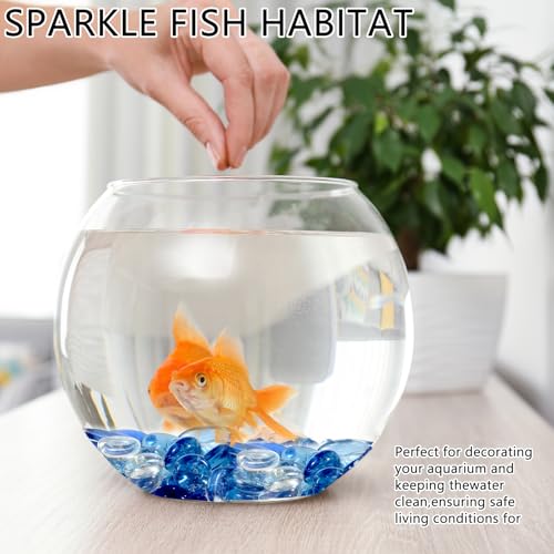 5lbs Flat Glass Marbles for Vase, 500 Pcs Glass Pebbles. Decorative Glass Beads for Vase Fillers Candle Aquarium Crafts Fire Pit Glass and Wedding Decor - color: Mixed Blue+clear, size: 5LB