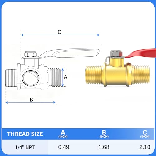 ChillWaves Brass Ball Valve, Air Compressor Ball Valve Shut Off Switch 1/4" NPT Male x 1/4" NPT Male Thread Pipe Fitting(4-PACK) - size: 1/4" MNPT x 1/4" MNPT, style: PACK OF 4
