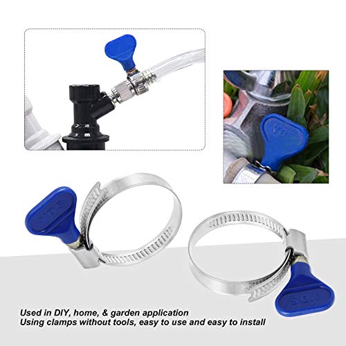 10-Pack Stainless Steel Hose Clamp, Thumb Screw Key-Type Adjustable Hose Clamp, 32-50 mm (1-1/4" to 2"), 9mm Bandwidth for Plumbing Automotive - color: 1-blue-(32-50)mm