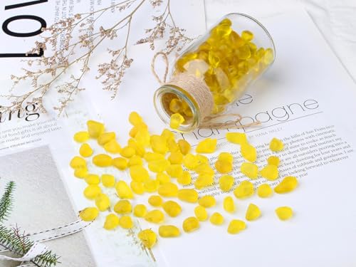 YATOJUZI Aquarium Gravel Fish Tank Rocks 0.85lb Sea Glass Stones for Crafts Decorative Frosted Glass Pebbles for Aquarium Fish Tank Vase Filler DIY Home Decor (Yellow) - color: Yellow