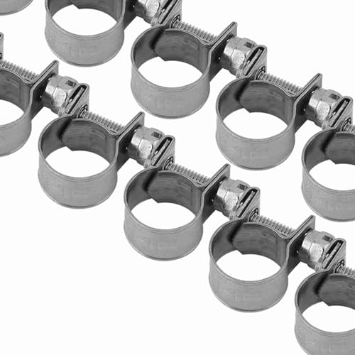 10pcs Stainless Steel Hose Clamps – Adjustable 6-20mm Fuel Line Pipe Clips for Air, Water, Silicone & Fuel Hoses (11-13Mm) - size: 11-13Mm