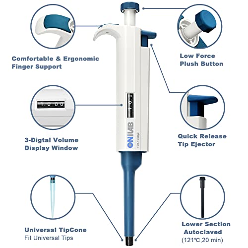 ONiLAB 200-1000ul Multi-Volume Adjustable Autoclavable Micropipette/Pipettor, Single Channel, 7010101016 - size: 200-1000ul