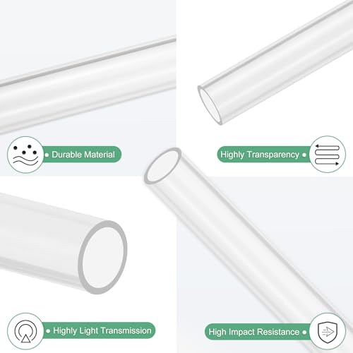 M METERXITY 4-Pack Clear Rigid Acrylic Pipe, 9mm[0.35"] ID x 11mm[0.43"] OD Plastic Round Tube for Water Cooling System/Lamps/Fountains/Aquariums/Display Stand, Acrylic Tubing [305mm/12IN] - size: 9mm ID x 11mm OD