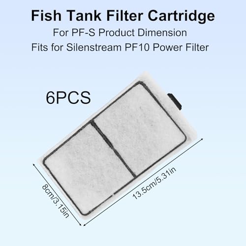 lasuroa Filter Cartridges Compatible with Topfin Top Fin EF-S & BF5 BETTAFLO, 3.7x2.1 Inch Fish Tank Filter Cartridge Replacement for Aquarium Water Filtration (PF-S, 6) - style: PF-S