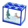 Small Sea Monkey Tank, Stackable Mini Betta Fish Tank Tinny Aquarium Kit with Aquarium Gravel, Moss Ball Tank Shrimp Tank 0.27 Gallon Acrylic Cube Fish Bowl for Shrimp Snails - color: Blue