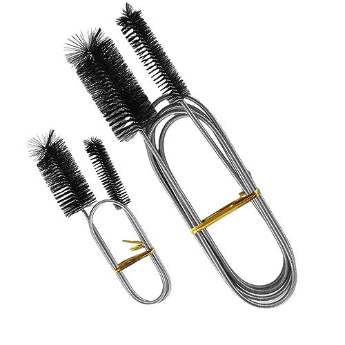 Flexible Long Drain Brush Set, Stainless Steel Tube Cleaning Brushes for Kitchen, Sink, Drain Pipe, with Large Double Elastic Nylon Ends, Cleaning Brushes for Household Use