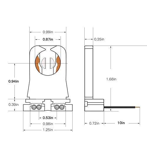 12-Pack JACKYLED Non-Shunted Turn-Type T8 Lamp Holder UL Socket Tombstone with 10 inches Wires Attached for LED Fluorescent Tube Replacements - style: T8 With Wire-12 Pack